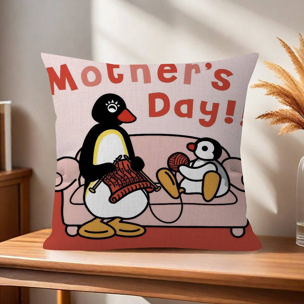 Pingu Cartoon Cute Pillow Gift Home Office Decoration Bedroom Sofa Car Cushion Cover case x