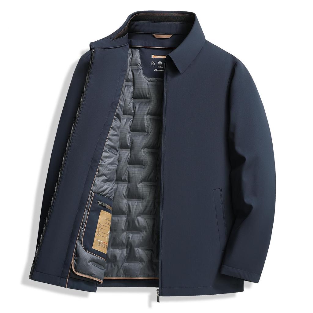 Men's Luxury Lightweight Down Jacket - Winter White Lapel Design