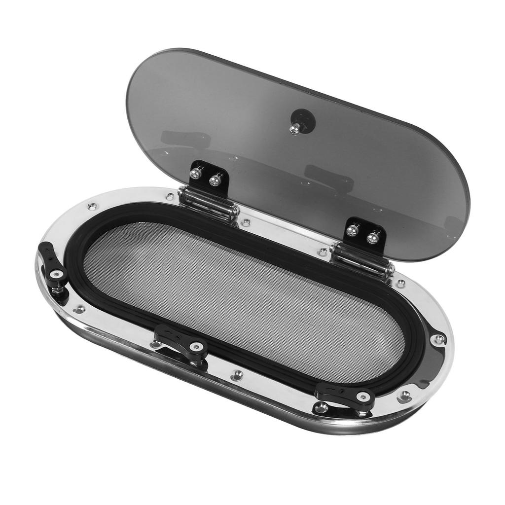 Boat Hatch Oval Porthole Window with Switch Handle 16 X 8in Internal Opening UV Resistant Waterproof Deck Hatch Window
