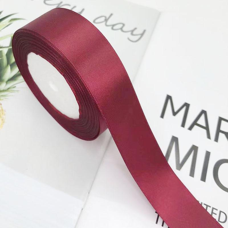 0.6-5cm Wine Red Polyester Ribbon for Gift Box Packaging, Floral Decoration, and Baking.