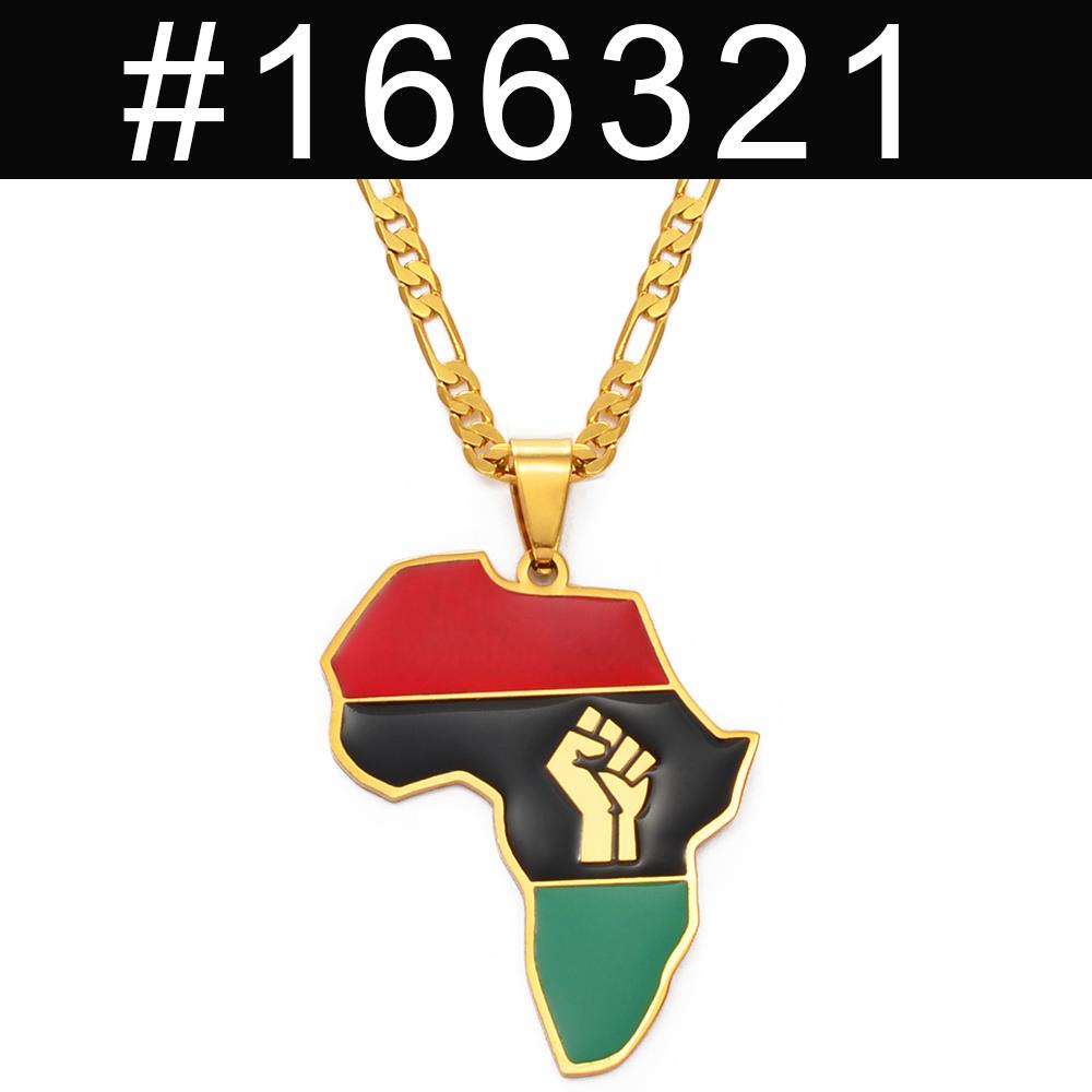 Anniyo 4CM African Americans Map Fist Pendant Necklaces Africa Maps Black Lives Matter Jewelry #166321 60cm or 23.6 Inches