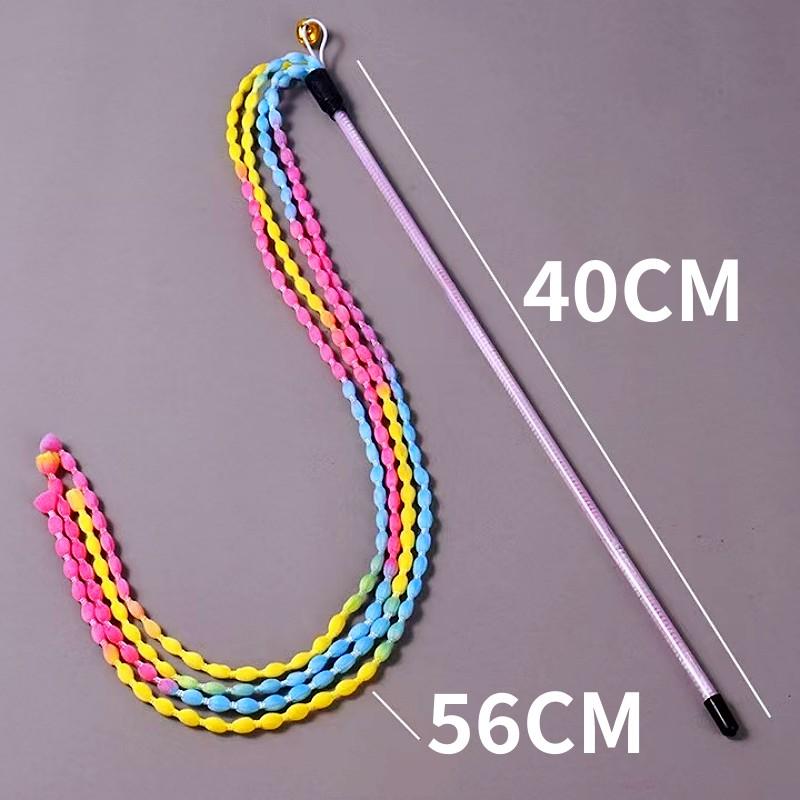 Cat Toys Plush Tassel Interactive Cat Toy Feather Cats Stick Teaser Long Handle Stick Toys for Cats Teasing Kitten Toy with Bell