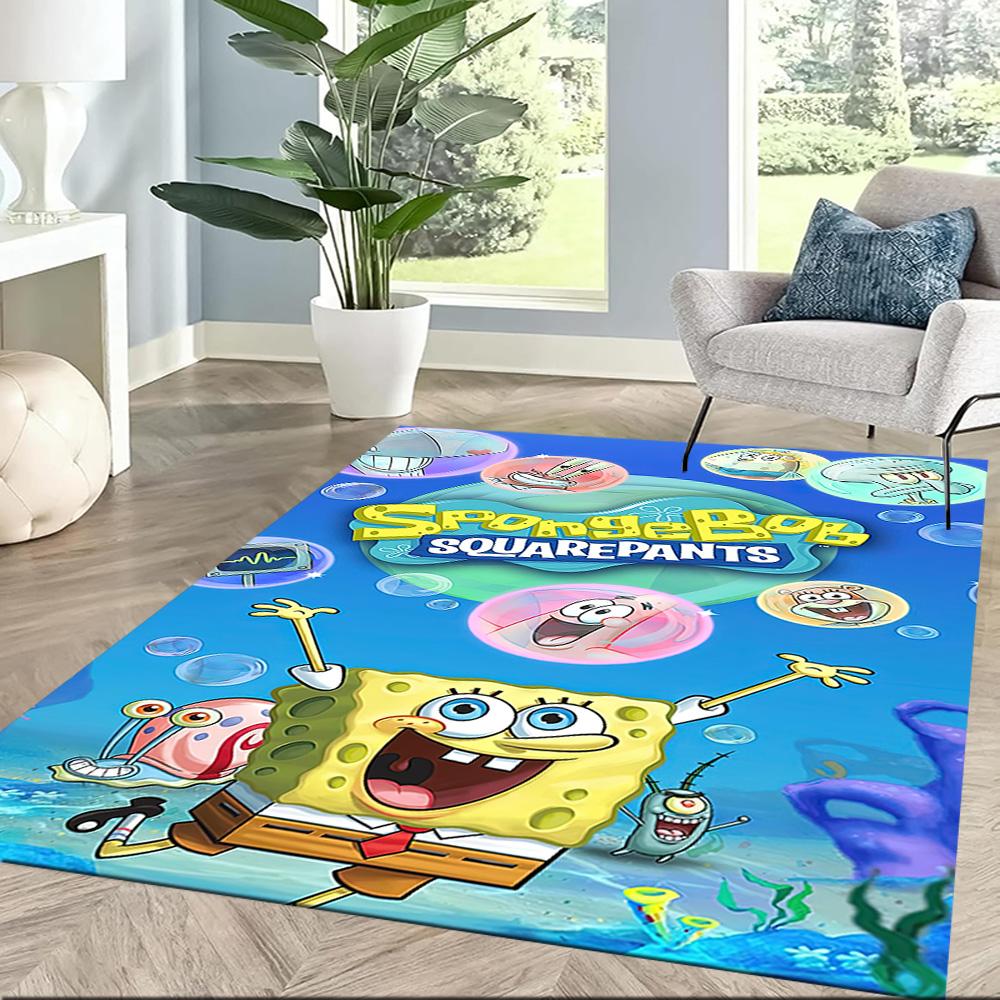 Spongebob Movie Night Square Rugs Are a Great Choice for Living Rooms, Bedrooms, Home Décor, and As Gifts.