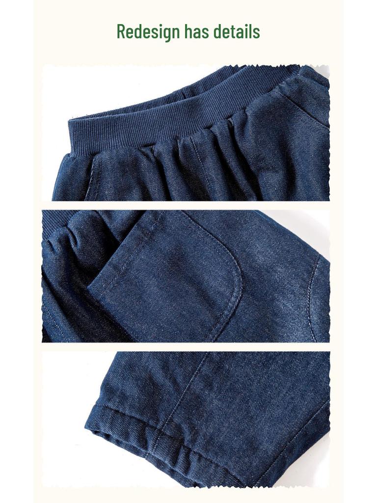 Tongbei Kids' 2025 Winter Fleece-Lined Jeans - Warm, Versatile, Fashionable for Boys & Girls.