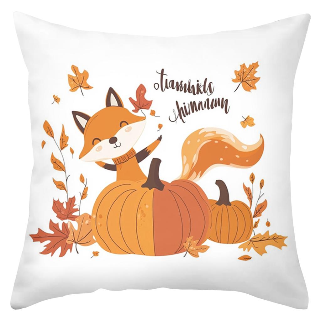 Autumn Themed Cushions With Fox Squirrel Pumpkin Polyester pillowcase, sofa decorative cushion cov Headboard Pillow