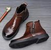 Fashion Genuine Leather Ankle Boots for Men Autumn Winter Velvet Warm Men's Chelsea Boots New Designer Casual Dress Shoes Man