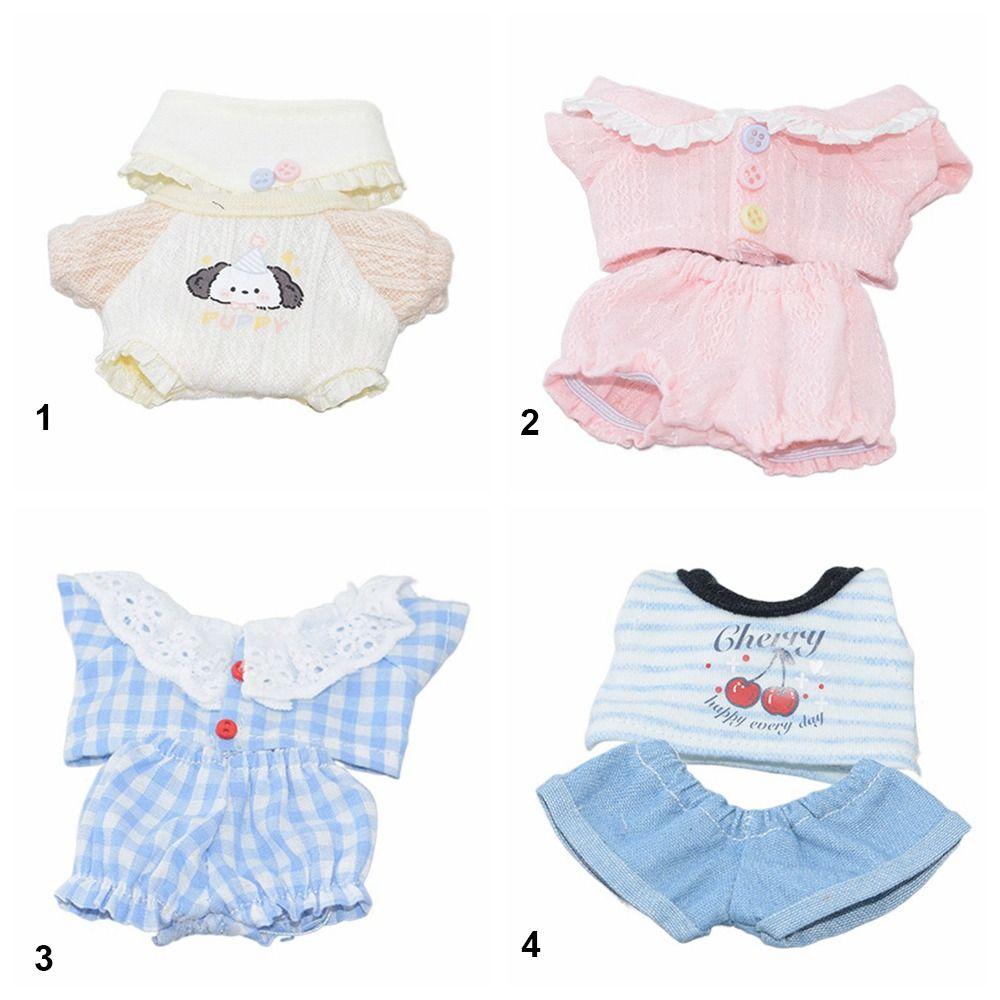 10cm Puppenkleidung Mehrfarbig Puppenoverall Geschenk Mini Bluse Hose Anzug Baumwolle Stoffpuppen