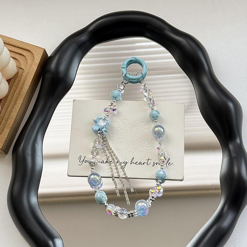 

Роскошный сверкающий кристалл бусины телефон цепочка универсальный мобильный телефон анти потеря шнурок модный изысканный брелок рюкзак украшение синий