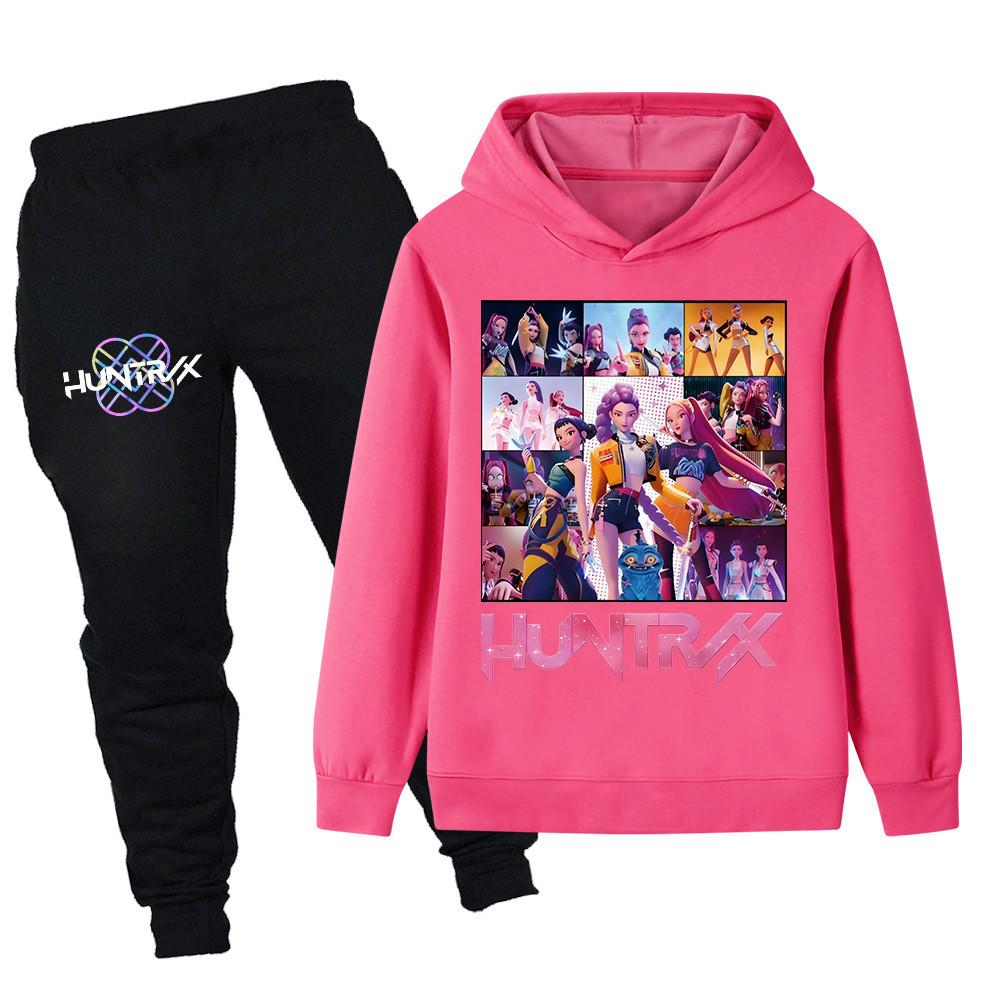 PB1250 Kinder Jungen Mädchen Kpop Mira Zoey Rumi Druck Langarm Kapuzenpullover Hose Hose Kleidung Sets