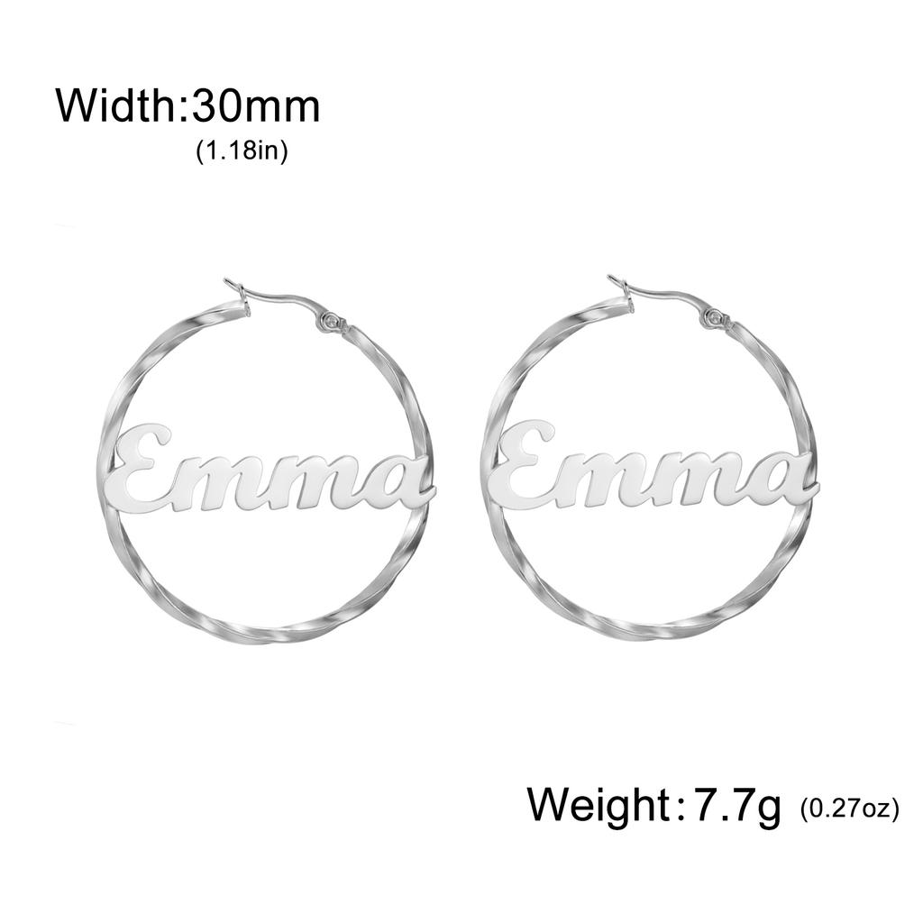 Lemegeton Customized Name Earrings 30 40 50mm Hiphop Hoop Earring Women Stainless Steel Jewelry Trend Personalized Birthday Gift