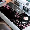 Extended Gaming Mouse Pad and Keyboard Mat with Moonlight  Lovely Pink Plum Blossom Design