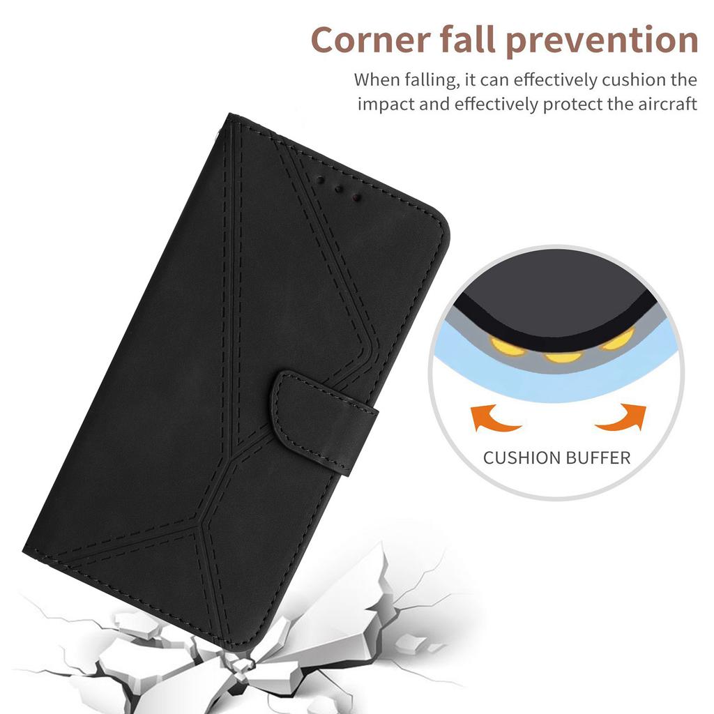 Applicable iPhone16E Mobile Phone Leather Case 17Pro Retro Matte Striped Card Wallet Case 14plus