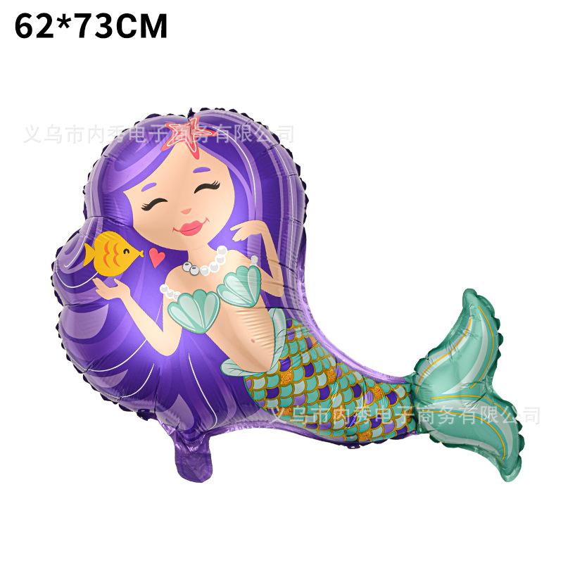 Special-Shaped Mermaid Balloon Birthday Party Decoration Balloon Fish Tail Shell Modeling Aluminum Film Ocean Fairy Tale