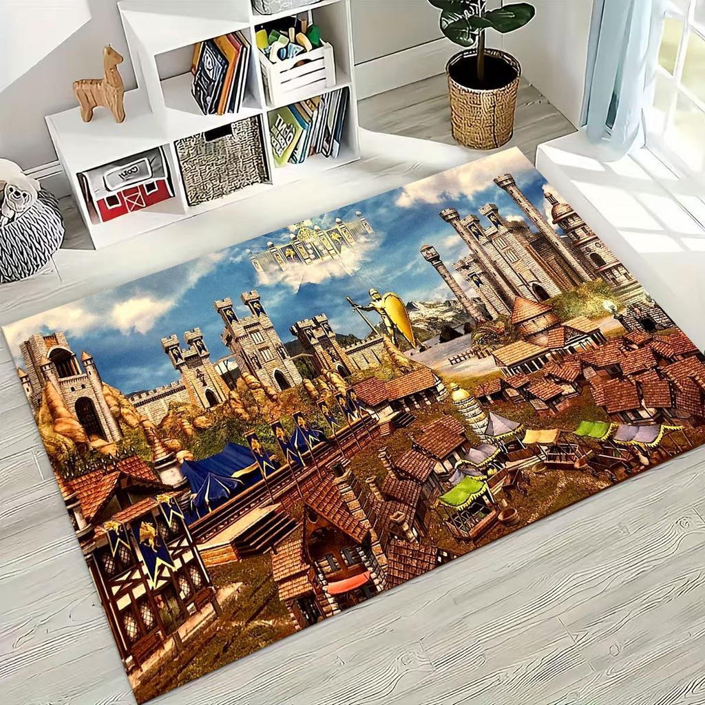 Retro Heroes of Might and Magic Map Games Art Rug for Bedroom Living Room Sofa Home Doormat Decor,Large Kids Non-slip Floor Mat