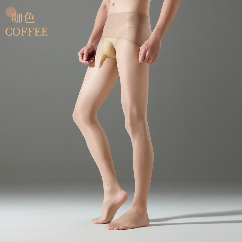 New Aurora Stockings  Ultra-Thin Transparent Sexy Black Silk 360 Seamless Horse Oil High Waist Glossy Men's Pantyhose