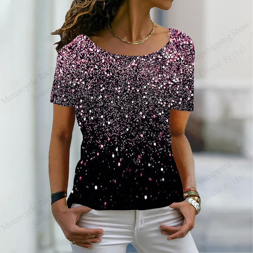 New Vintage Blue Pattern 3d Print Ethnic T-shirt Women Fashion O-Neck Short Sleeve Oversized Casual Tops Tees Female Clothes Y2K