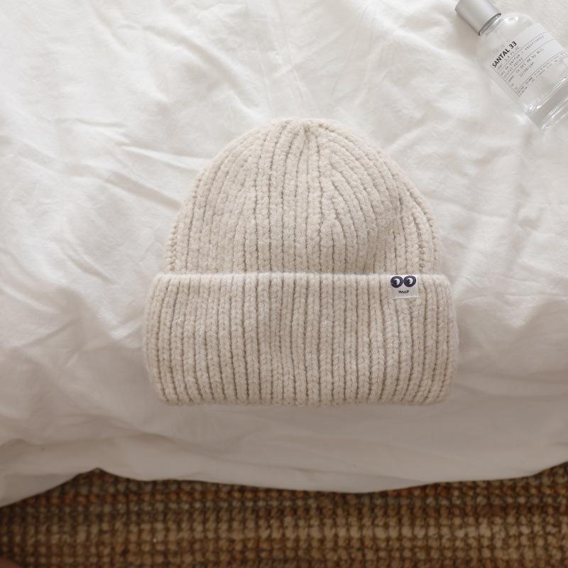 Large Head Circumference Thick Line Knitted Hat Men's Winter Thickened Warm Woolen Hat Simple Pullover Hat Cold Hat Women's Face Small