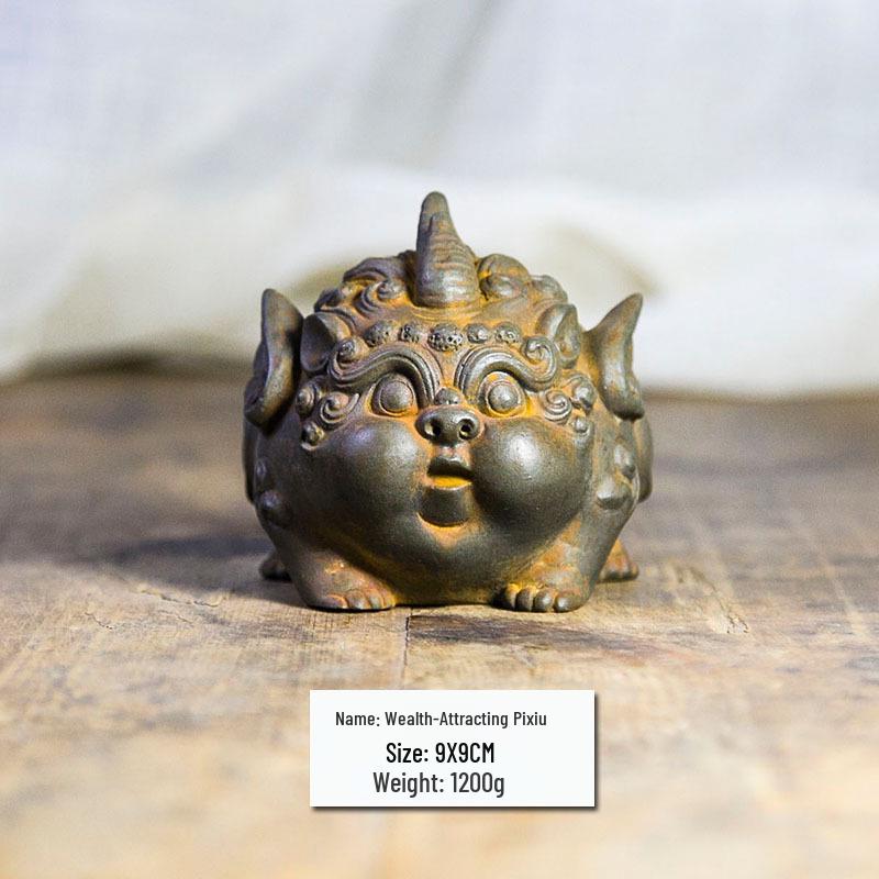 Handmade Antique-Style Pixiu Wealth Ornament for Home or Office Decor