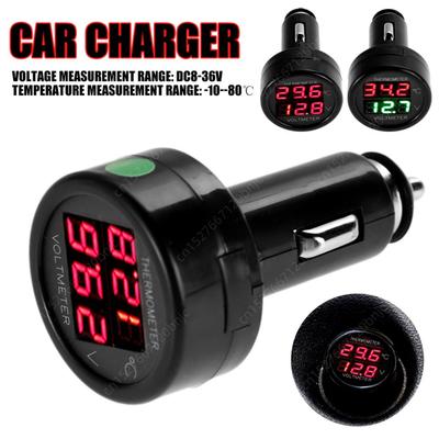 CS-302 2 in 1 Digitales Voltmeter Thermometer für Auto 12V 24V Voltmeter Zigarettenanzünder-Stil Batteriemonitor Spannungsmesser
