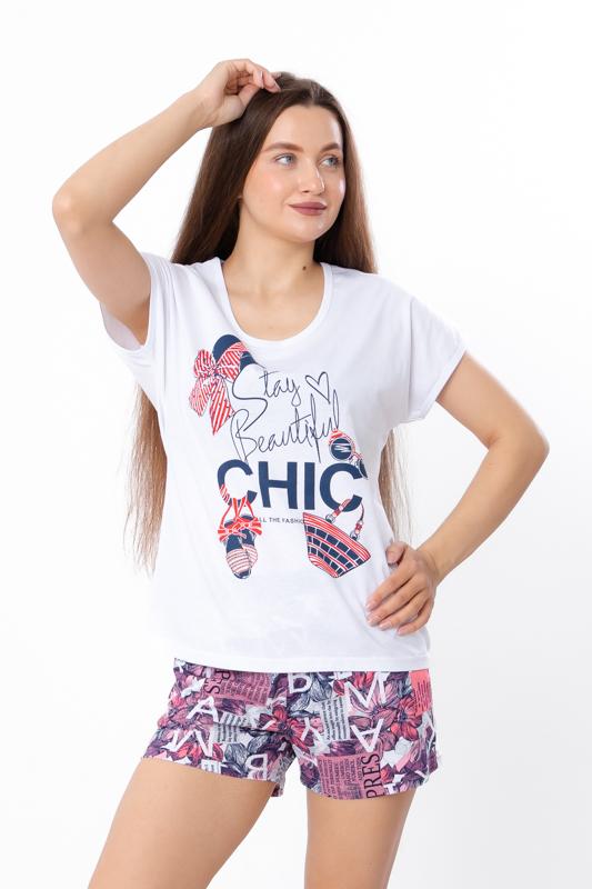 Set pigiama da donna (T-shirt + Pantaloncini) – Maglia Morbida & Stampa Allegra, Estate, 8072-002-33 HC