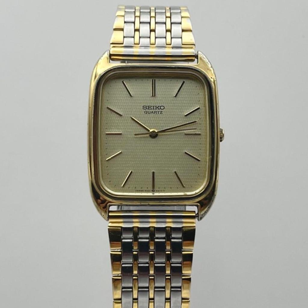 Used 80s Vintage Seiko Tank Watch, Rectangular, Working Condition, Vintage Gold, Square