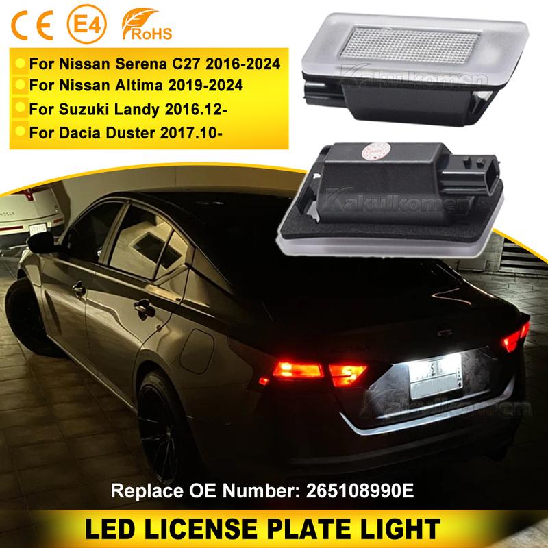 2Pcs Canbus LED License Number Plate Light Lamp For Nissan Serena C27 Altima Suzuki Landy Dacia Duster 265108990E