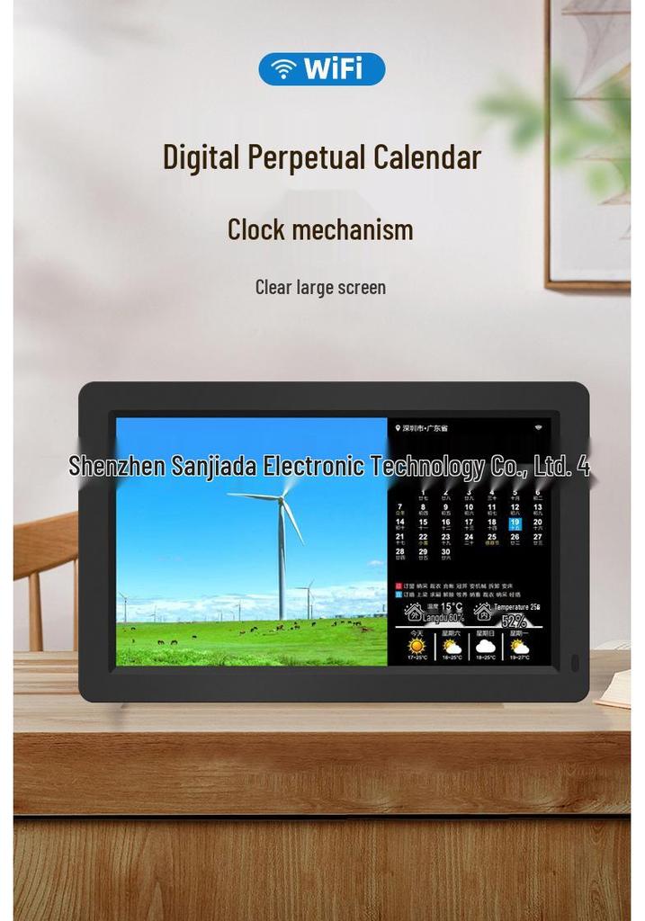 5,8G WiFi Intelligenter Wetter- & Mondkalender mit Temperaturanzeige und Mobiler Bildschirmsynchronisierung, 13-15 Zoll