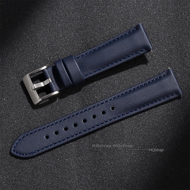 Sailcloth Nylon Leather Watchbands Quick Release Bracelet Replace Wristwatch Straps 20mm 22mm Accessories Men Women Watchband
