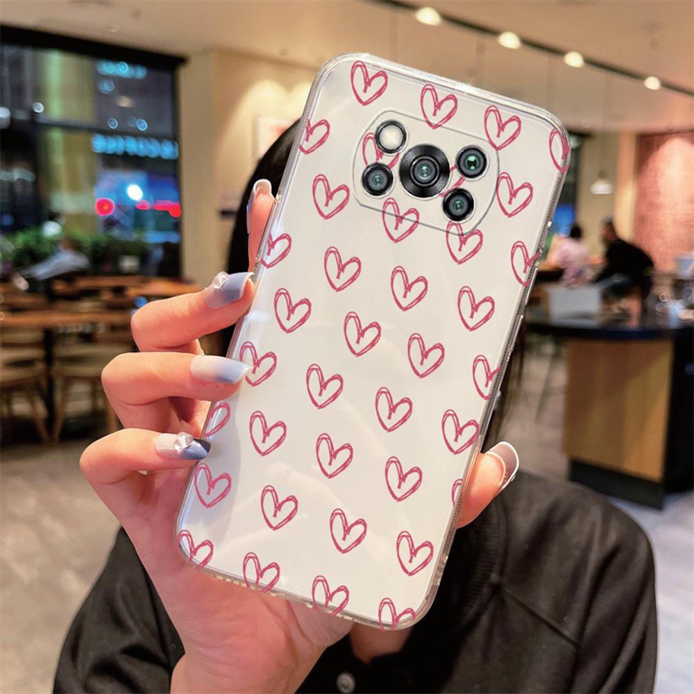 Cute Heart Love Transparent Clear Non-Yellowing Phone Case For Xiaomi Poco X3 Pro NFC Cover Silicone for Pocox3 Poco X3 6.67"