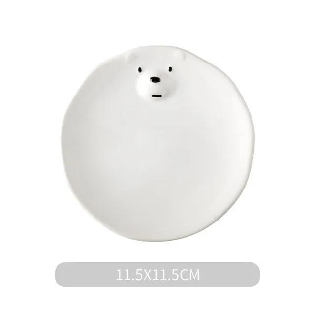 Japanese-style Ceramic Tableware Cute Girl Heart Bear Dishes Household Irregular Tableware Creative Cartoon Kitchen Supplies