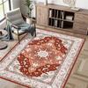 Bohemian Vintage Area Rug Washable Soft Ethnic Style Floor Carpet Non‑Slip Decor Rug for Living Room Bedroom Kitchen Home