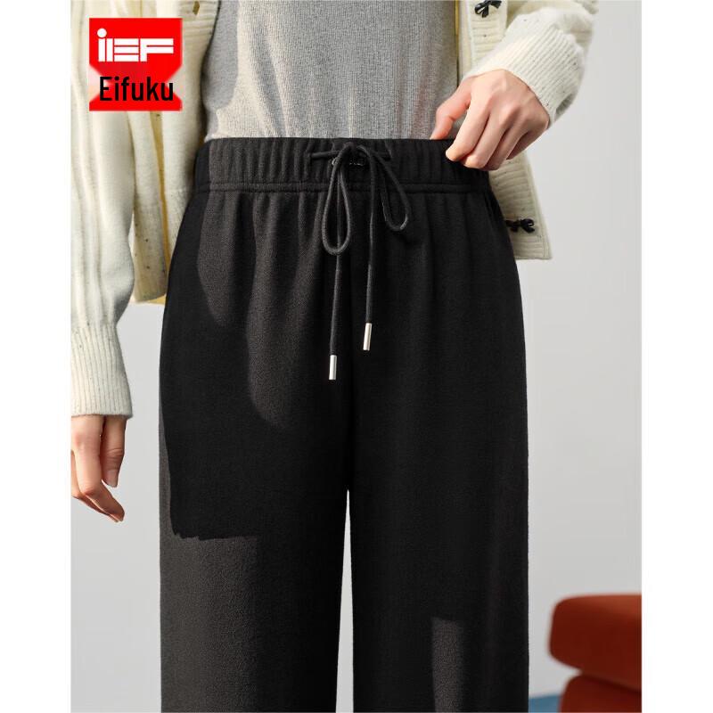 IEF 2025 Winter Korean Style Loose Fleece Lined Wide-Leg Pants