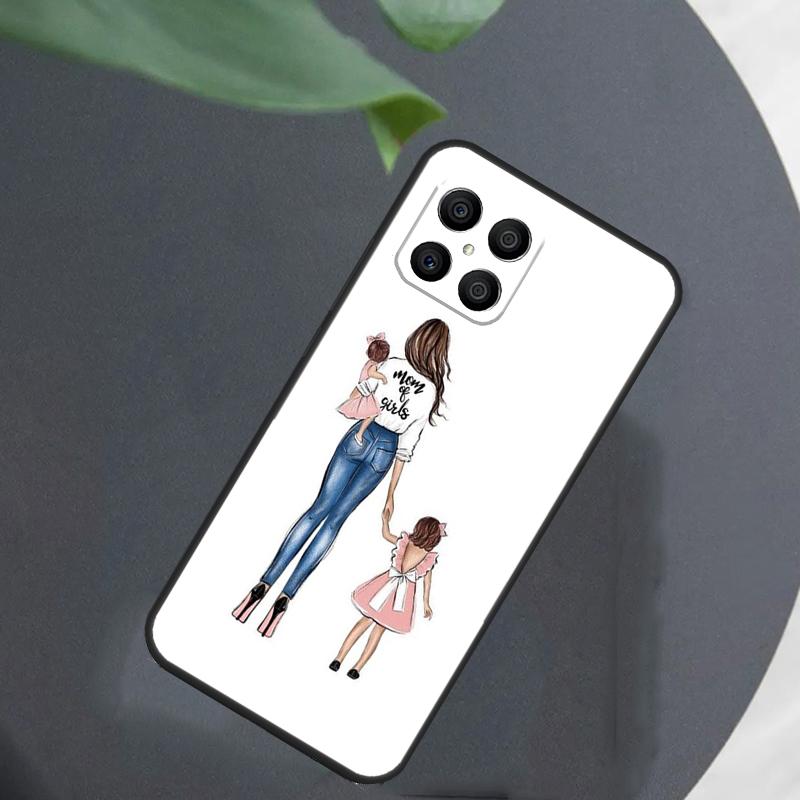Black Brown Hair Baby Mom Girl Son For Honor Magic 7 Lite 6 5 8 Pro Case For Honor 200 400 70 90 X8c X8b X9a X9b X9c X9d Win RT