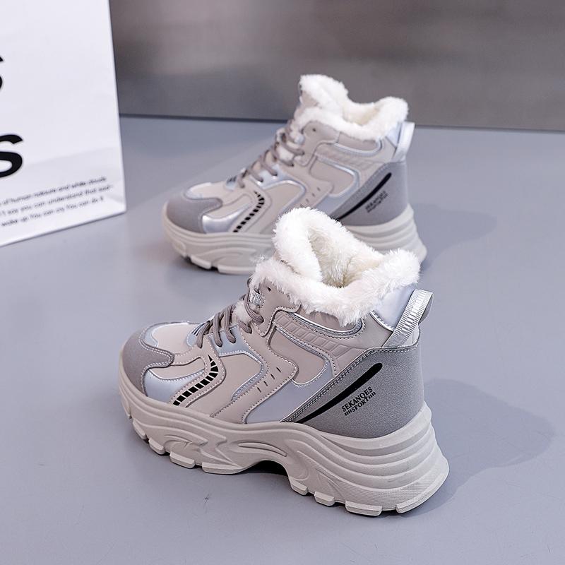 TUINANLE Winter Sneakers with Fur Shoes Woman Casual Sports Skateboard Trainers Women Comfort Warm Plush Athletic Shoes