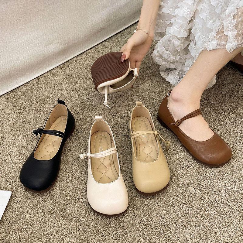 Retro shallow mouth versatile lazy Doudou shoes women's summer 2025 new late evening breeze gentle soft sole Mary Jane single shoes
