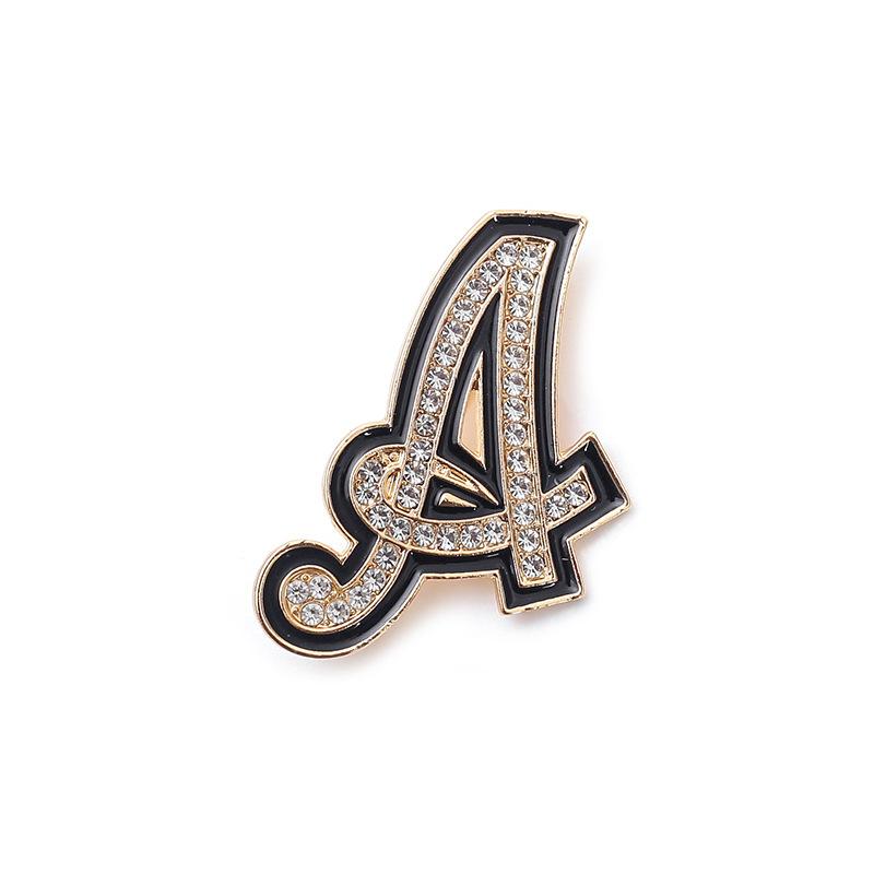 Fashion Women Rhinestone Brooch A-Z English Letter Metal Corsage Pins Crystal Alphabet Jewelry Shirt Clothes Accessories Gift