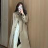 2025 Damen Midilanger Khaki Trenchcoat - Frühher Herbst/Frühling, Petite Koreanischer Britischer Stil