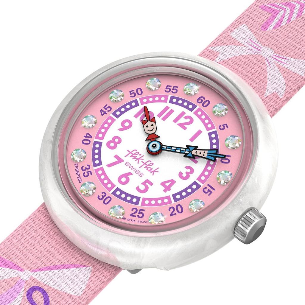 Wristwatch PICK A BOW FBNP250 Girls Pink [Flick Flack] Kids'