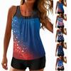 Women’s Two Piece Tankini Swimsuit Set Sleeveless Star Print Gradient Top with Boyshorts Swimwear for Beach Pool