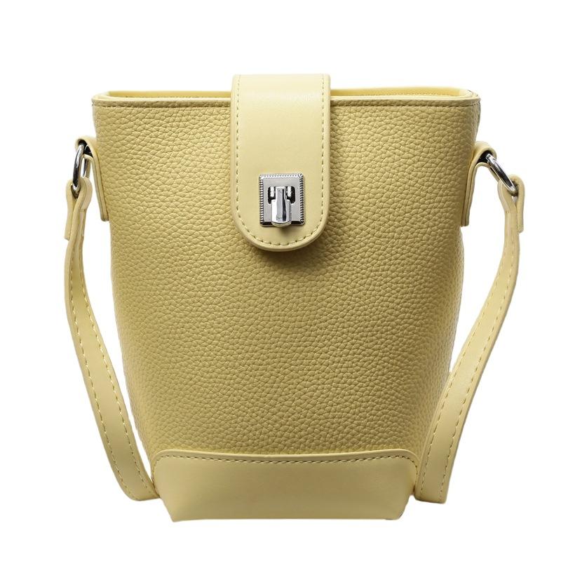 

Simple small bag women s new fashion lychee pattern bucket bag casual trend shoulder messenger women s bag