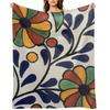 Glazed Talavera Floral On Ceramic Hand Painted Mexican Tile Throw Blanket Thermal Tourist Furrys Cosplay Anime Blankets