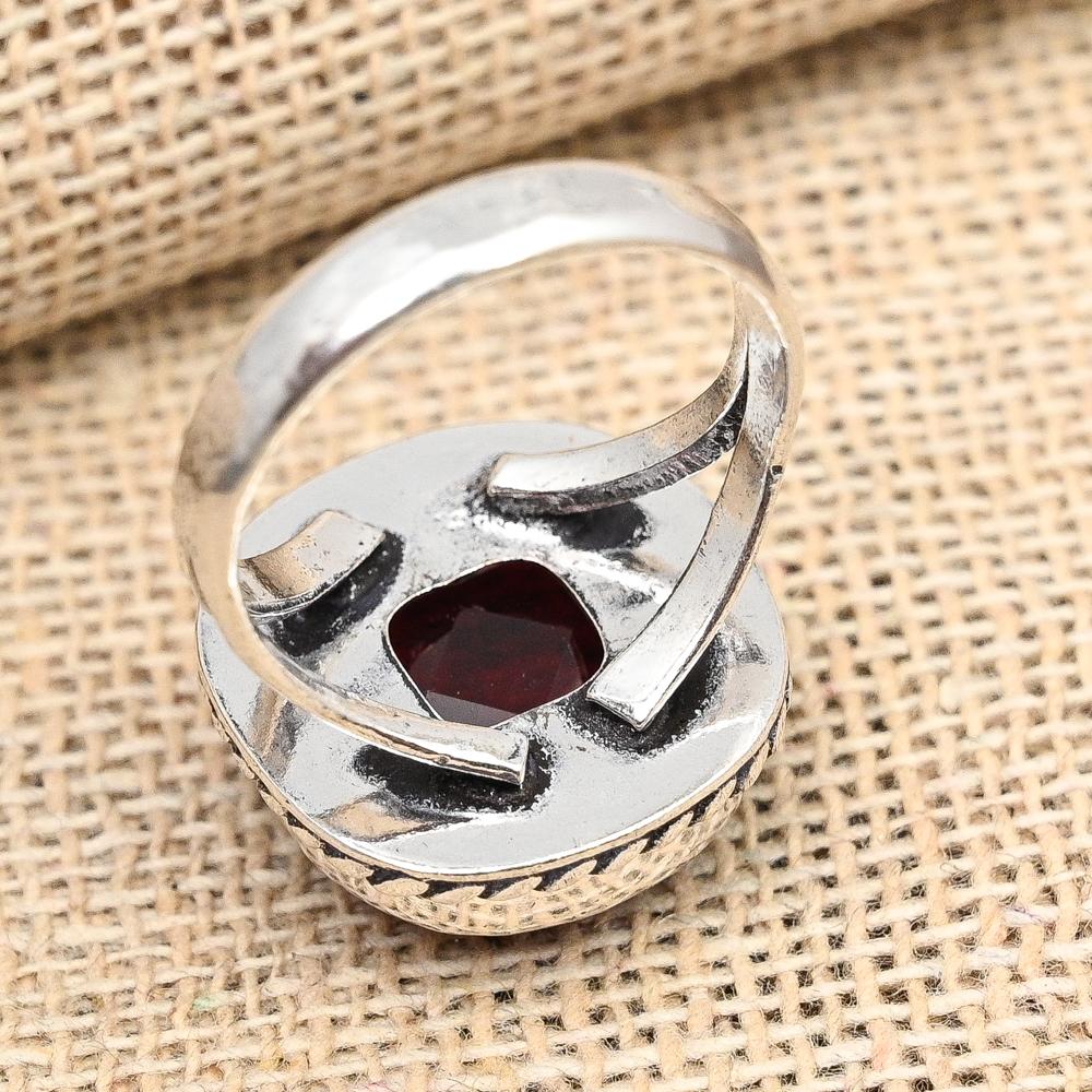 Red Garnet Gemstone Handmade 925 Sterling Silver Ring Jewelry For Thanksgiving