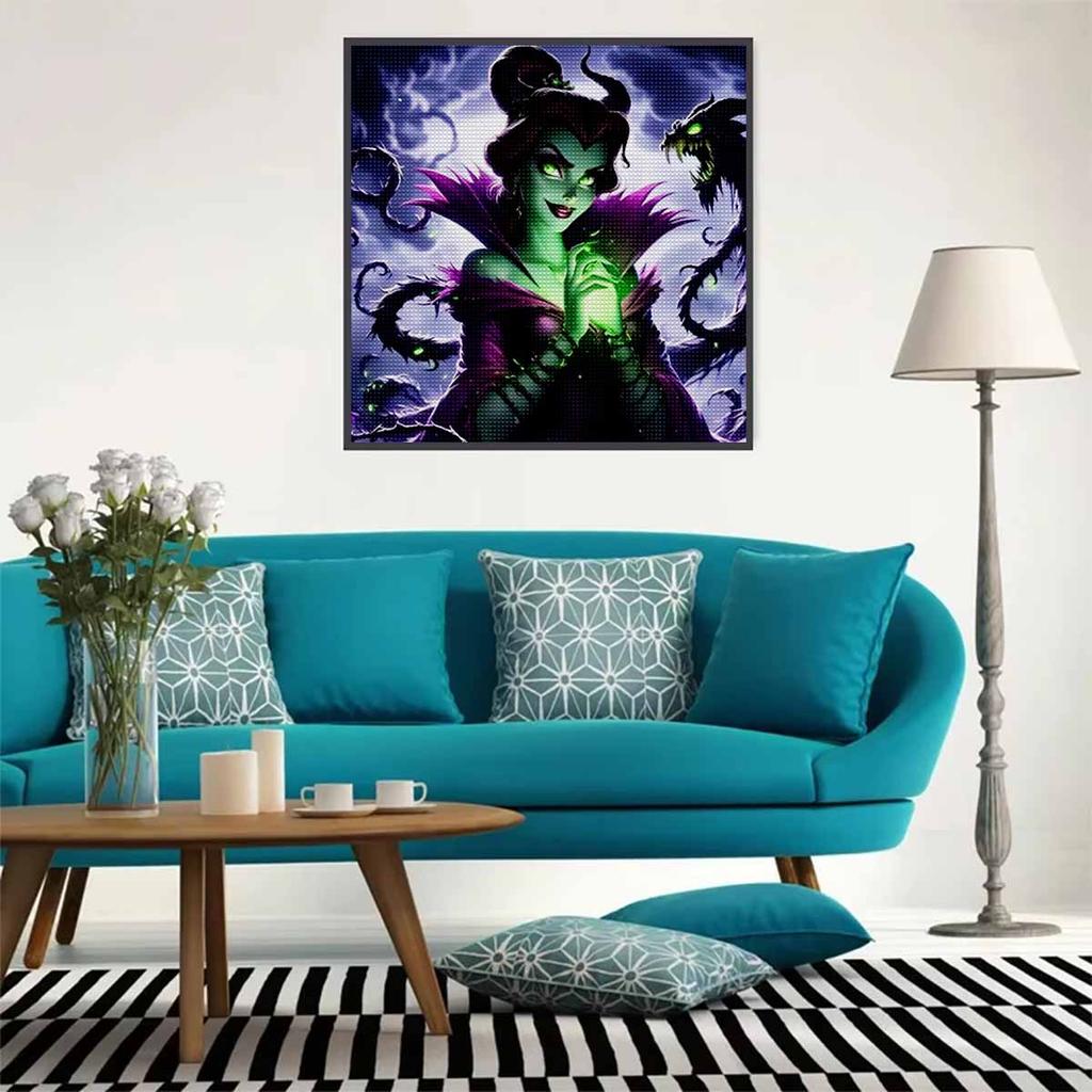 5D DIY Diamond Painting Decorative Evil Witch Full Round Drill Scenery Diamond Embroidery Cross Stitch Kits Home Decor Gift