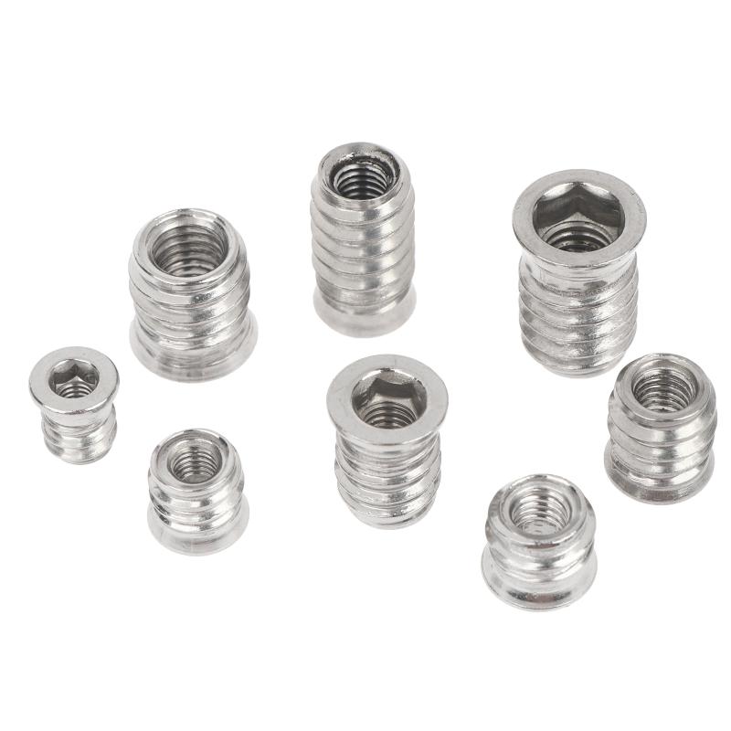 Hex Socket Insert Nuts 10pcs Threaded Embedded Fasteners Heavy Duty Hardware for Woodworking Cabinet Furniture Installation
