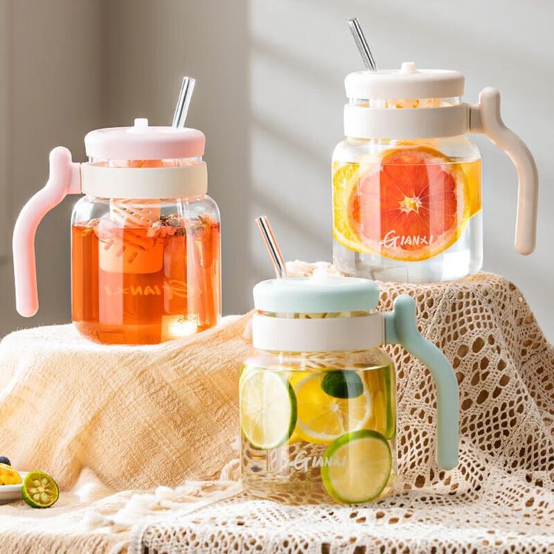 Tianxi Large Capacity Glass Tea Infuser Straw Cup