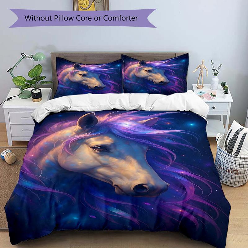 3pcs Celestial Horse Duvet Cover Set -Includes 1 Duvet Cover and 2 Pillowcases, No Quilt Core, All-Season Home Decor  Yy251111143