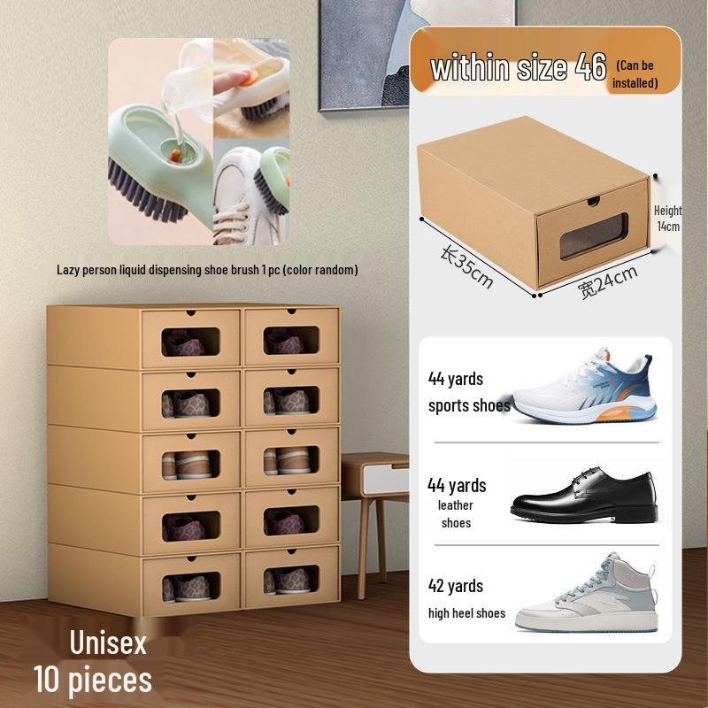 Schuhregal: Platzsparende transparente Kraftpapier-Aufbewahrungsboxen