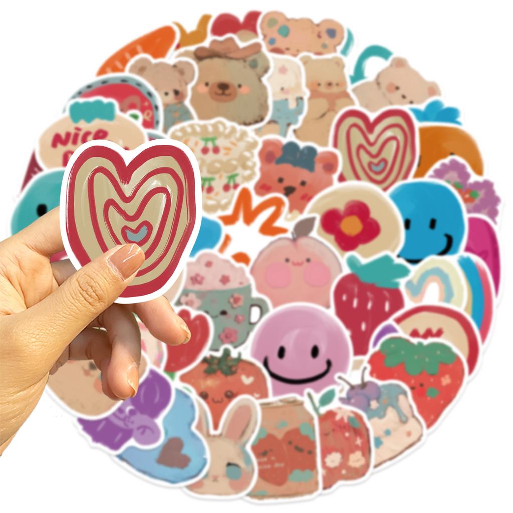 50 Cartoon Oil Painting Bear Graffiti Stickers Decorate Ipad Suitcase Notebook Diy Waterproof