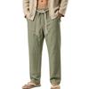 Men's Linen Drawstring Pants Lightweight Breathable Straight Leg Trousers Casual Summer Vacation Commuting Pants