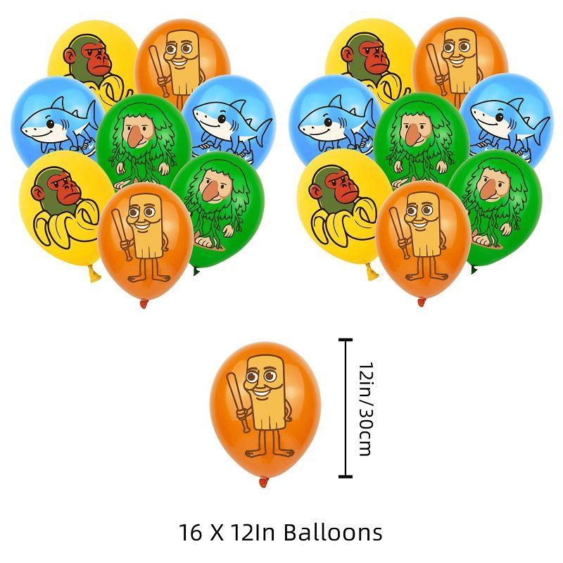 Tung Tung Sahur Birthday Theme Party Decoration Banner Cake, Flag Balloon, Shan Hai Jing Set